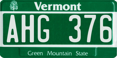 VT license plate AHG376