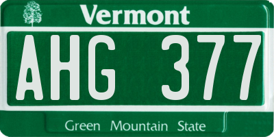 VT license plate AHG377