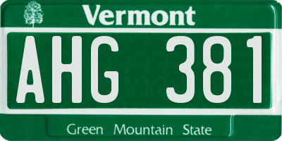 VT license plate AHG381