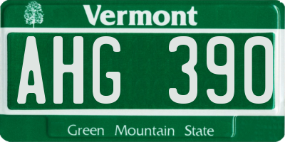 VT license plate AHG390