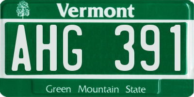 VT license plate AHG391