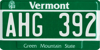 VT license plate AHG392