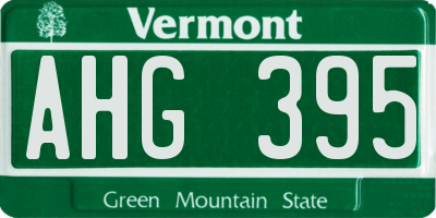 VT license plate AHG395