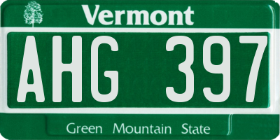 VT license plate AHG397