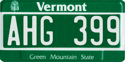 VT license plate AHG399