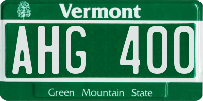 VT license plate AHG400