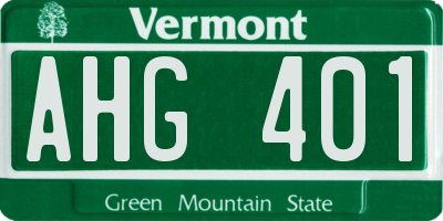 VT license plate AHG401