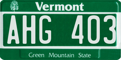VT license plate AHG403