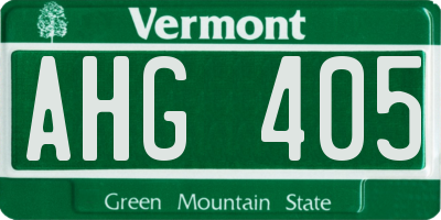 VT license plate AHG405