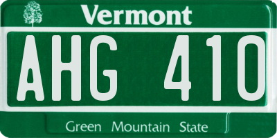 VT license plate AHG410