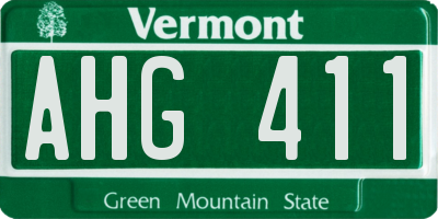 VT license plate AHG411