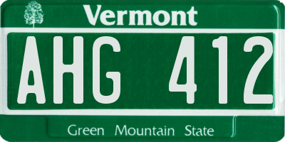 VT license plate AHG412