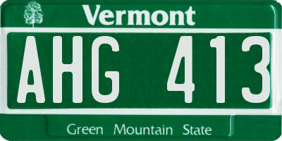 VT license plate AHG413