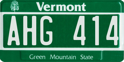 VT license plate AHG414