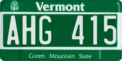VT license plate AHG415