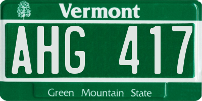 VT license plate AHG417