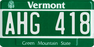 VT license plate AHG418