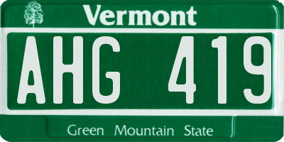 VT license plate AHG419
