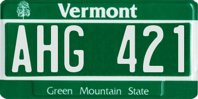VT license plate AHG421
