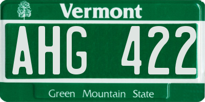 VT license plate AHG422