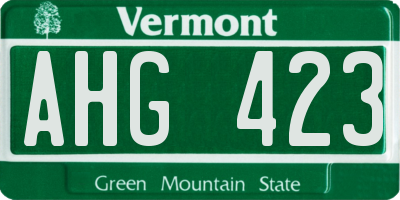VT license plate AHG423