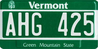 VT license plate AHG425