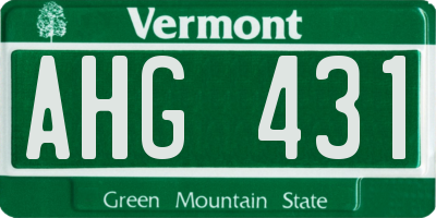 VT license plate AHG431