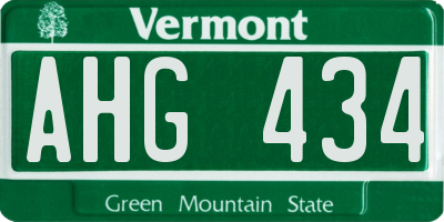 VT license plate AHG434