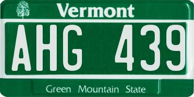VT license plate AHG439