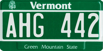 VT license plate AHG442