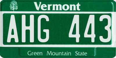 VT license plate AHG443