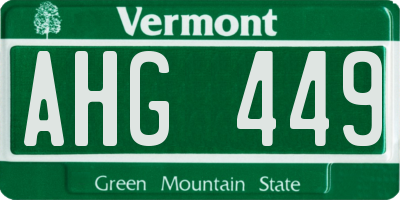 VT license plate AHG449