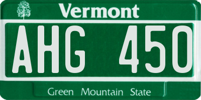 VT license plate AHG450