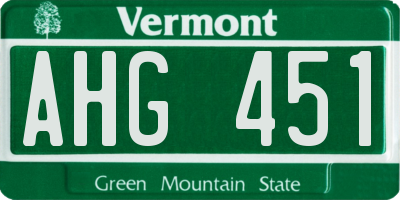 VT license plate AHG451