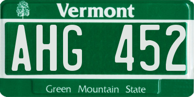 VT license plate AHG452