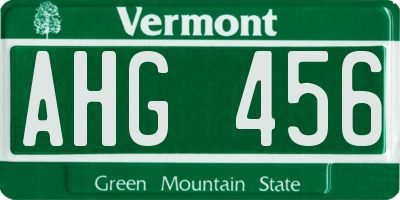 VT license plate AHG456