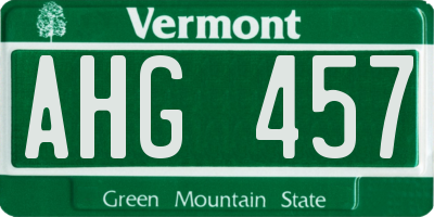 VT license plate AHG457