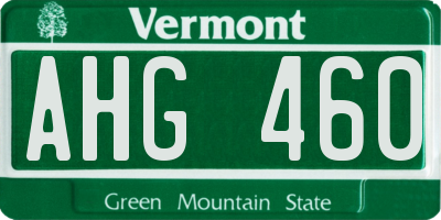 VT license plate AHG460