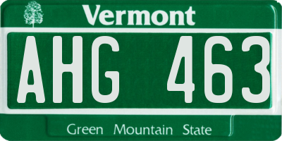 VT license plate AHG463