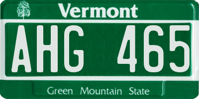 VT license plate AHG465