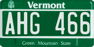 VT license plate AHG466