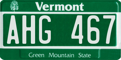 VT license plate AHG467