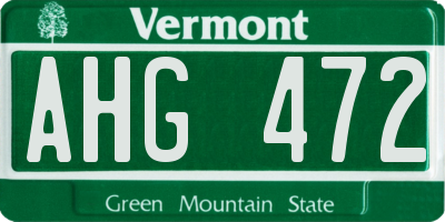 VT license plate AHG472