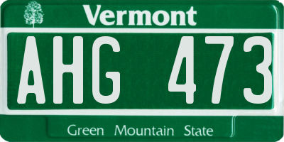 VT license plate AHG473