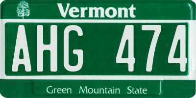 VT license plate AHG474