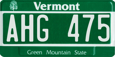 VT license plate AHG475