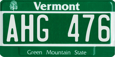 VT license plate AHG476