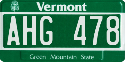 VT license plate AHG478