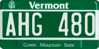 VT license plate AHG480