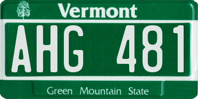 VT license plate AHG481